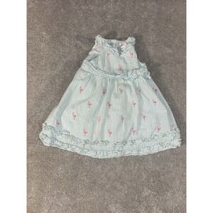 janie and jack seersucker flamingo‎ dress 12-18 months Lined